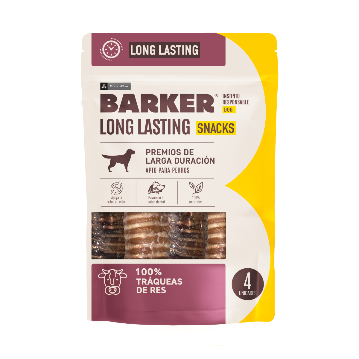 Barker Long Lasting Snacks Tráqueas de Res 4uds