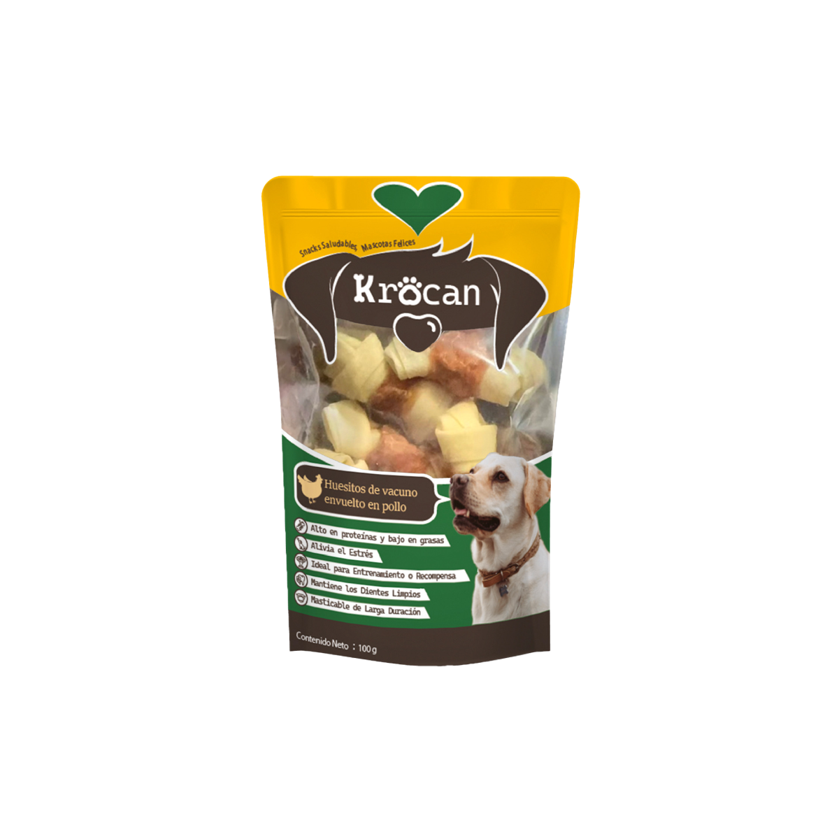 Krocan Huesitos de vacuno envuelto en pollo 100 g