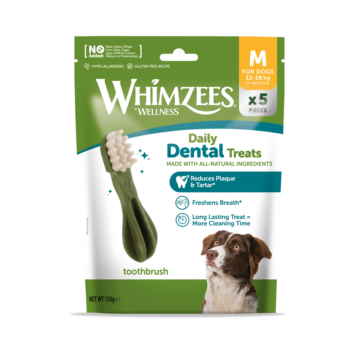 Snack Dental Whimzees Toothbrush M 5 uds Aliento Fresco