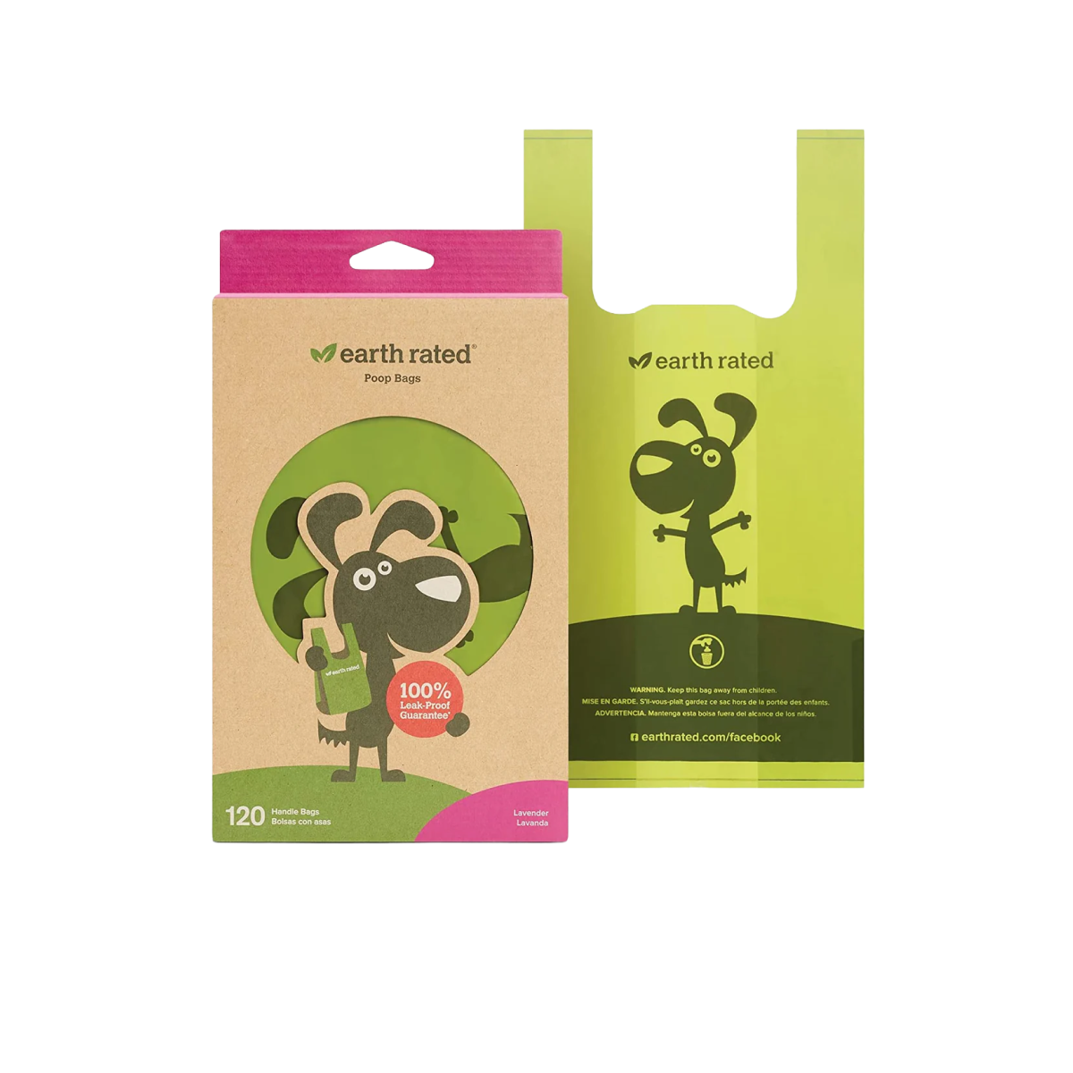 Earth Rated Bolsas con asas (120 bolsas) 13.5x7 cm