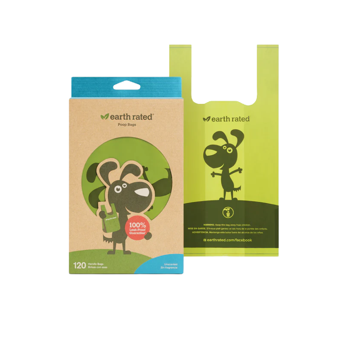 Earth Rated Bolsas con asas (120 bolsas) 13.5x7 cm