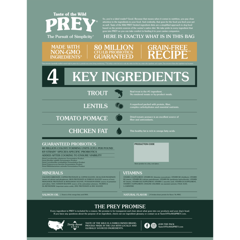 Taste of the Wild Perro PREY Trucha 11,36kg