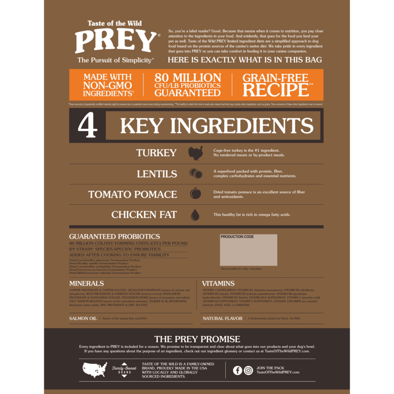 Taste of the Wild Perro PREY Pavo 11,36kg